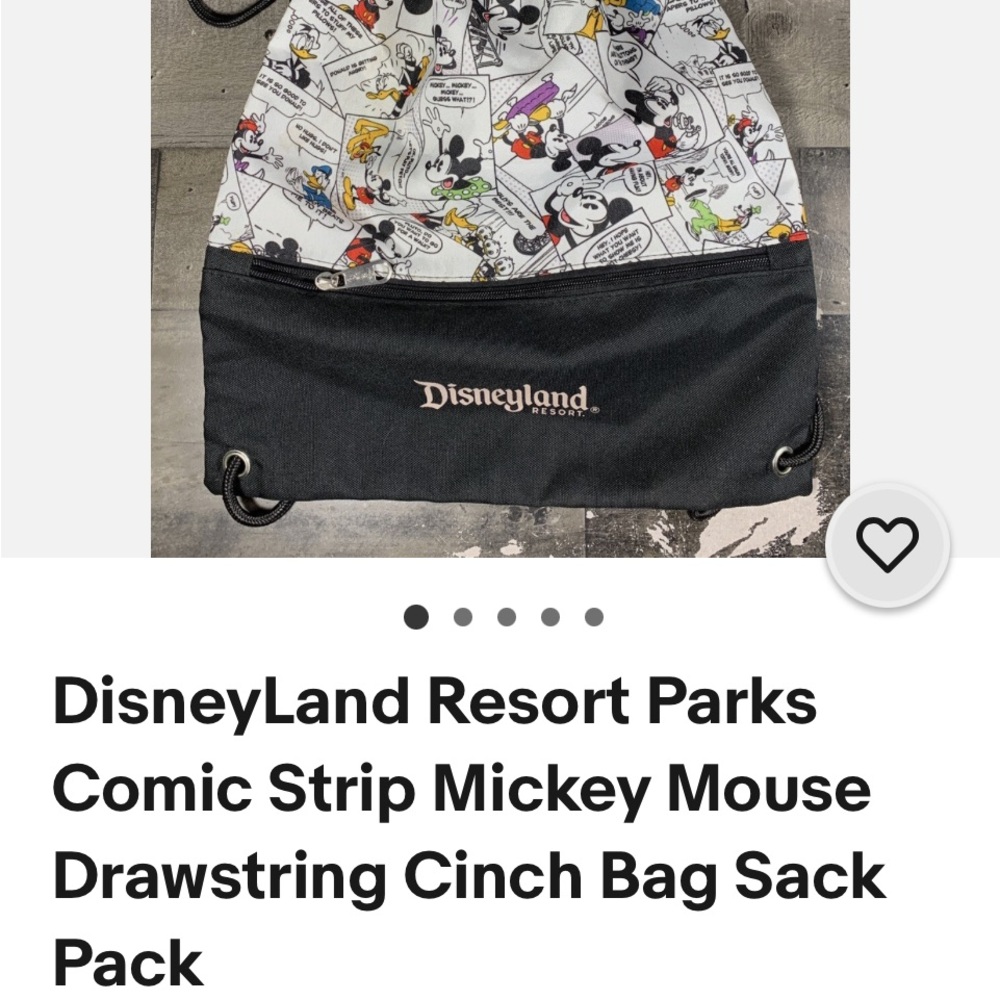 Disney Mickey Comics Drawstring Cinch Bag - Black & White with Color Accents